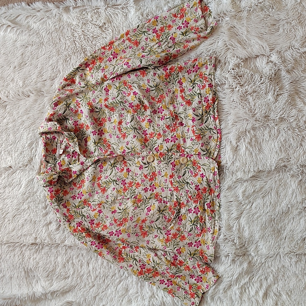 JM Collection Woman 100% linen floral blazer